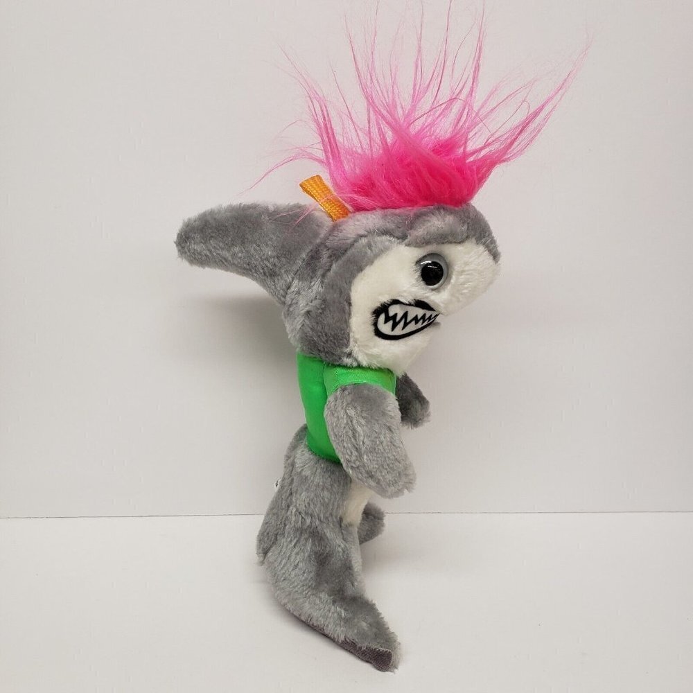Ace Novelty 10" Gray Shark Green Killer Shirt Pink Hair Stuffed Animal Plush - Picture 3 of 11